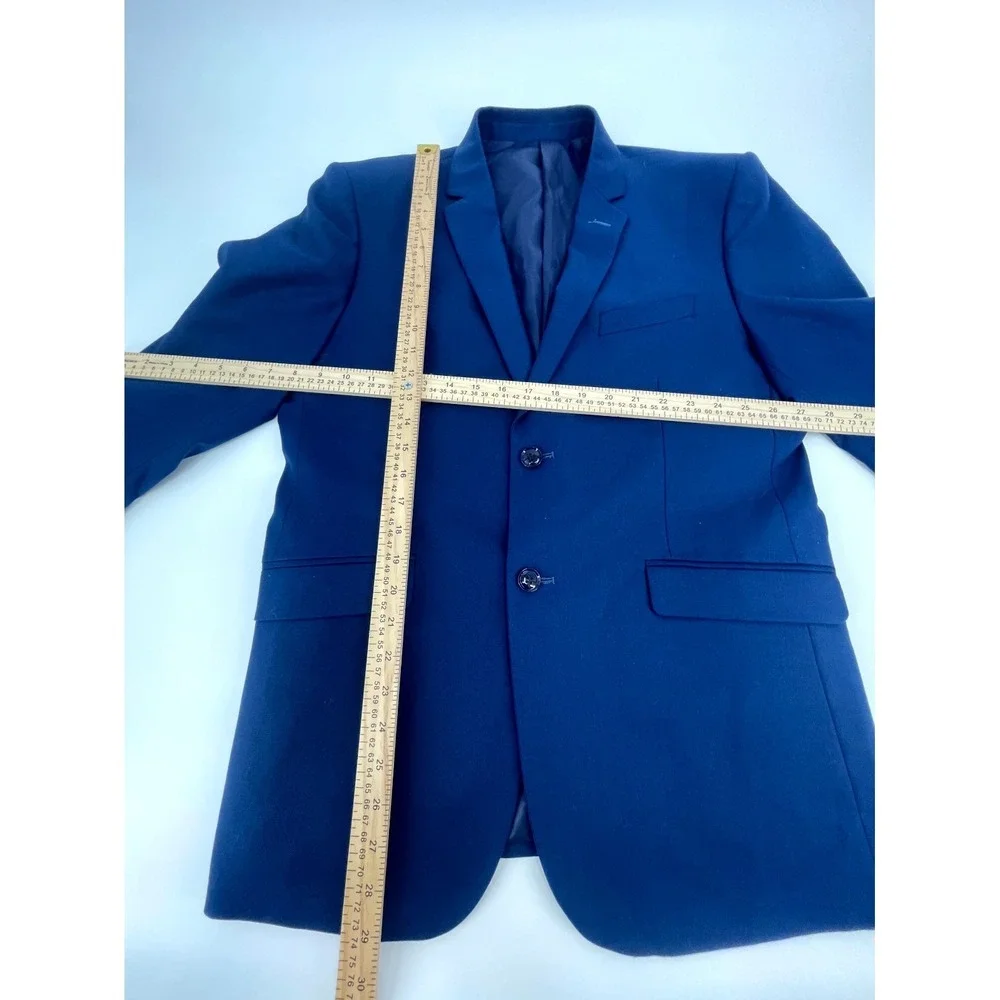 Alain Dupetit 2-Piece Suit Set Mens 40R/34W Royal Blue Tetron Slim Notch Lapel